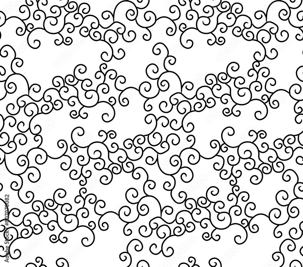 Seamless pattern with twisted spirals. Vector illustration