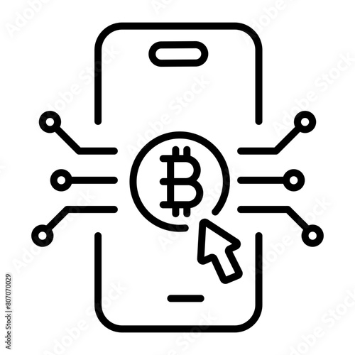 Download linear icon of a bitcoin app 