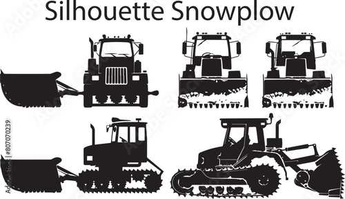 Silhouette Snowplow Car vector illustration