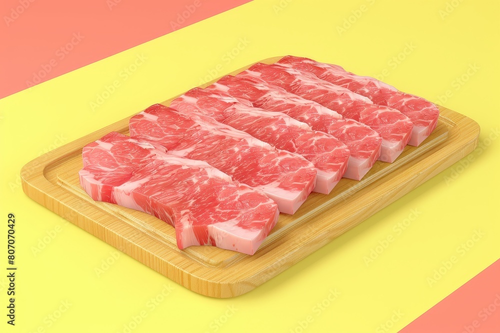 A wooden cutting board with a pile of meat on it A wooden cutting board with a pile of meat on it