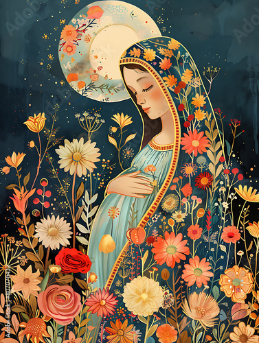Pregnant Mary, Our Lady Virgin Mary waiting for a baby