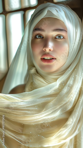 A female figure in a hijab.
