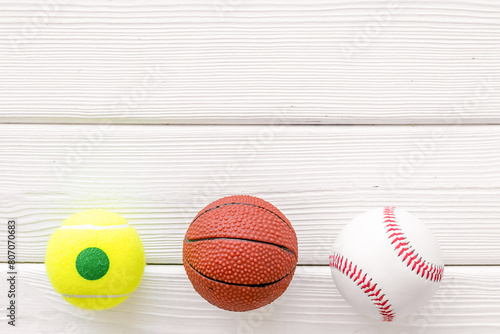 Team sport balls, top view. Sport games background © 9dreamstudio