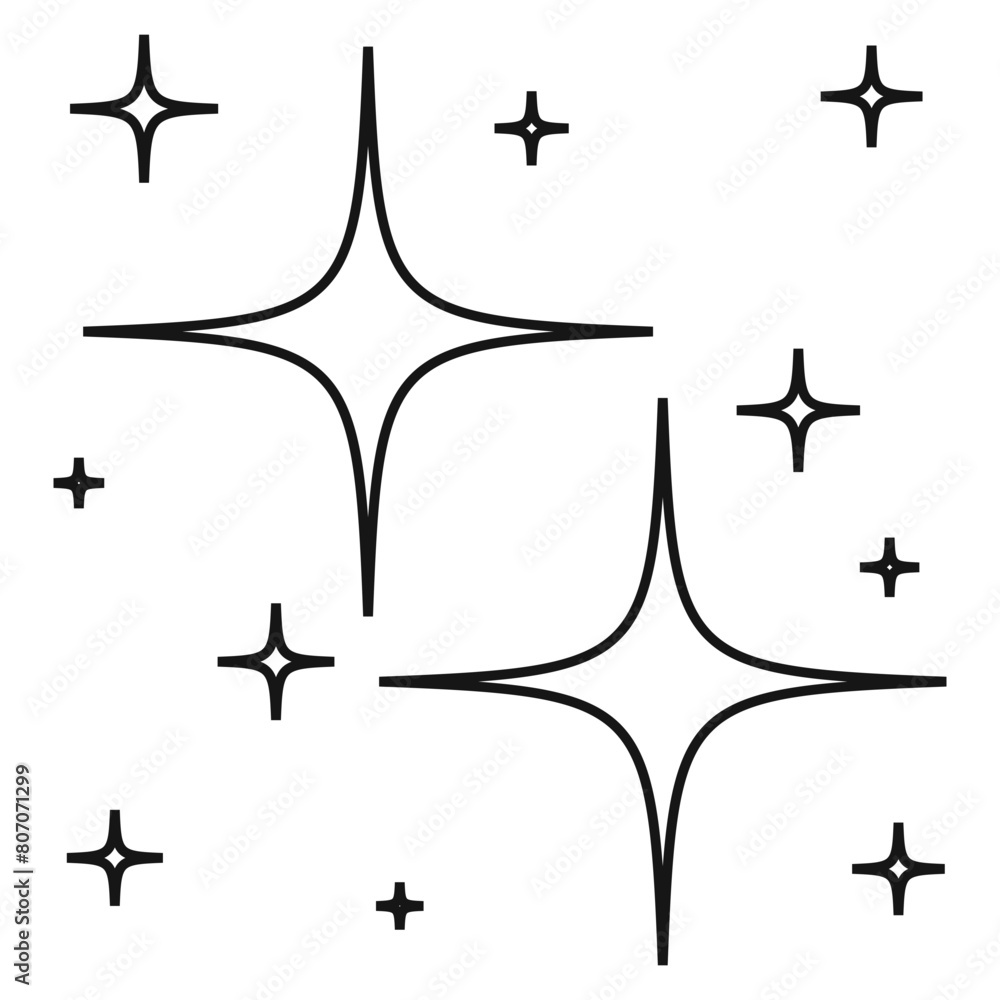 Fototapeta premium Glowing stars glitter sparkle symbol Illustration vector
