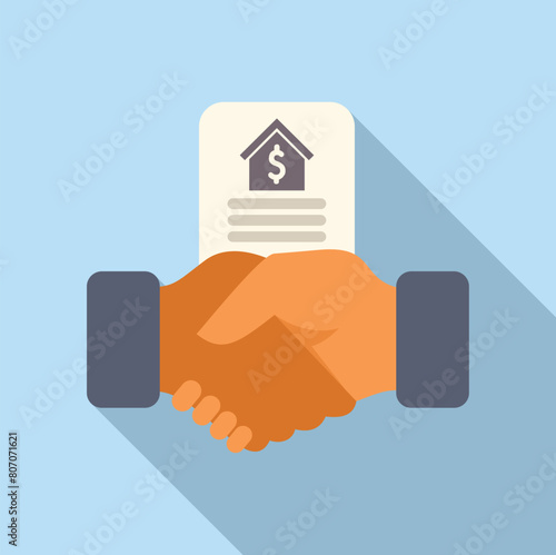Collateral handshake agreement icon flat vector. Planning help. Finance access