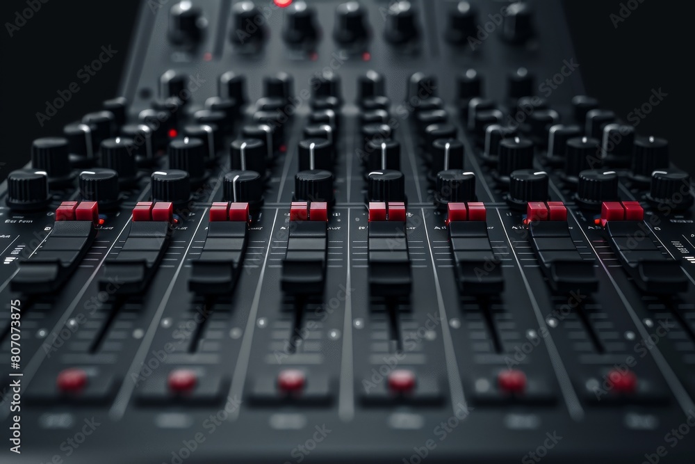 A simple sound mixer, crucial for professional streaming, centered on a minimalist background with space for audio setup advice A simple sound mixer, crucial for professional streaming, centered on a minimalist background with space for audio setup advice