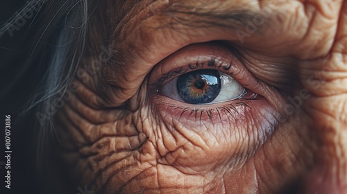 A close-up portrait of an elderly woman's face,  © CStock