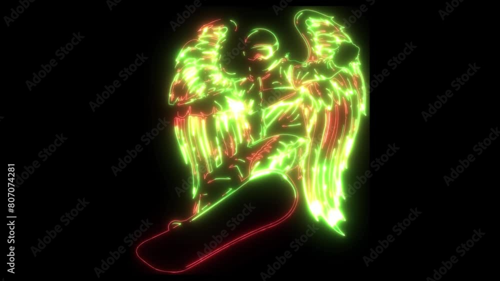 video animation of snowboarder with wings video animation of snowboarder with wings