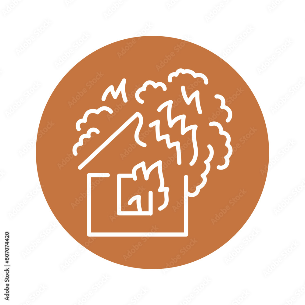 House fire black line icon.Natural element. Pictogram for web page, mobile app, promo House fire black line icon.Natural element. Pictogram for web page, mobile app, promo