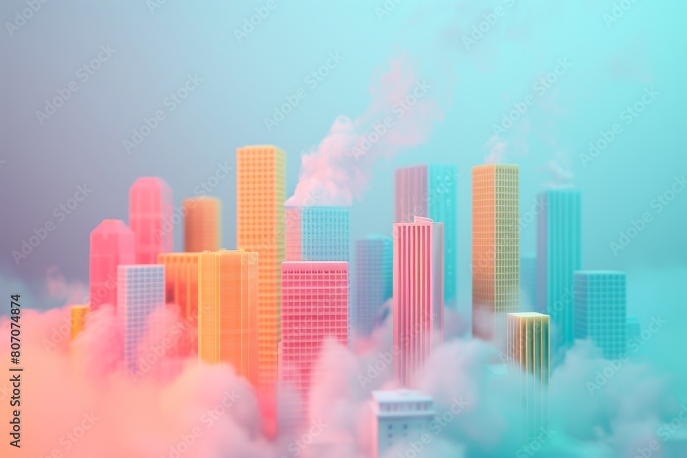 Fototapeta premium A cityscape with a lot of smoke in the background