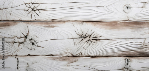 White wood texture with cracks, antique wooden detail, decorated and painted