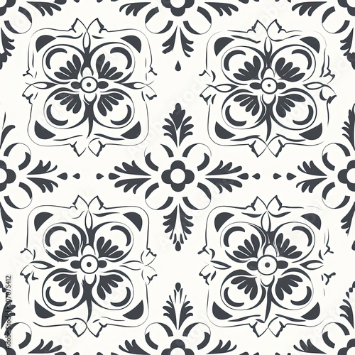  seamless pattern with round frame with flowers