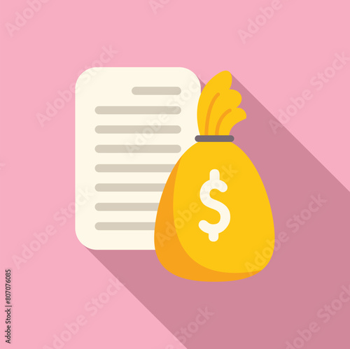 Money bag support icon flat vector. Credit loan. Banking finance