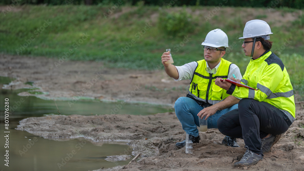 Environmental engineers inspect water quality,Bring water to the lab for testing,Check the mineral content in water and soil,Check for contaminants in water sources. Environmental engineers inspect water quality,Bring water to the lab for testing,Check the mineral content in water and soil,Check for contaminants in water sources.