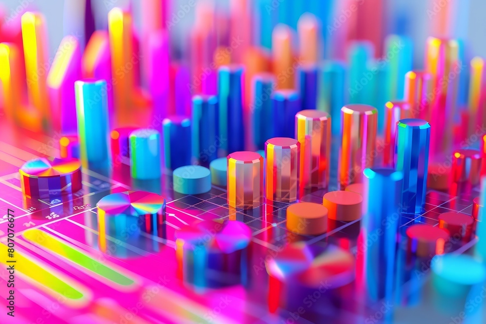 A colorful array of circles and rectangles on a table A colorful array of circles and rectangles on a table
