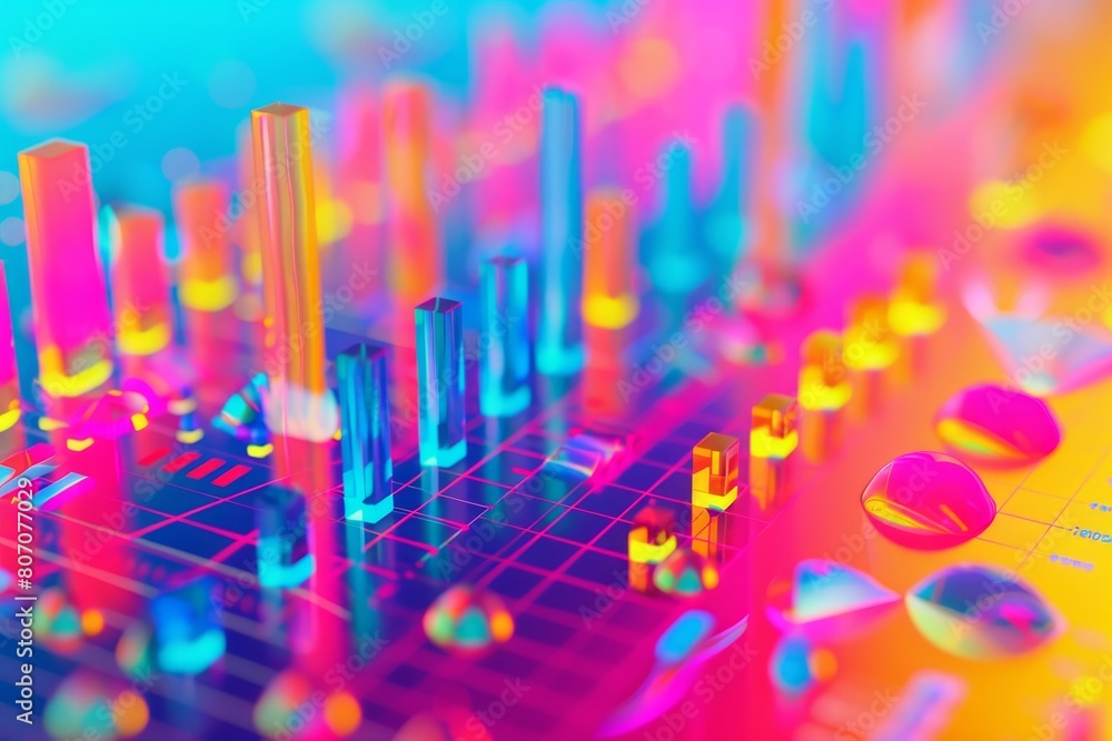 A colorful array of circles and rectangles on a table A colorful array of circles and rectangles on a table