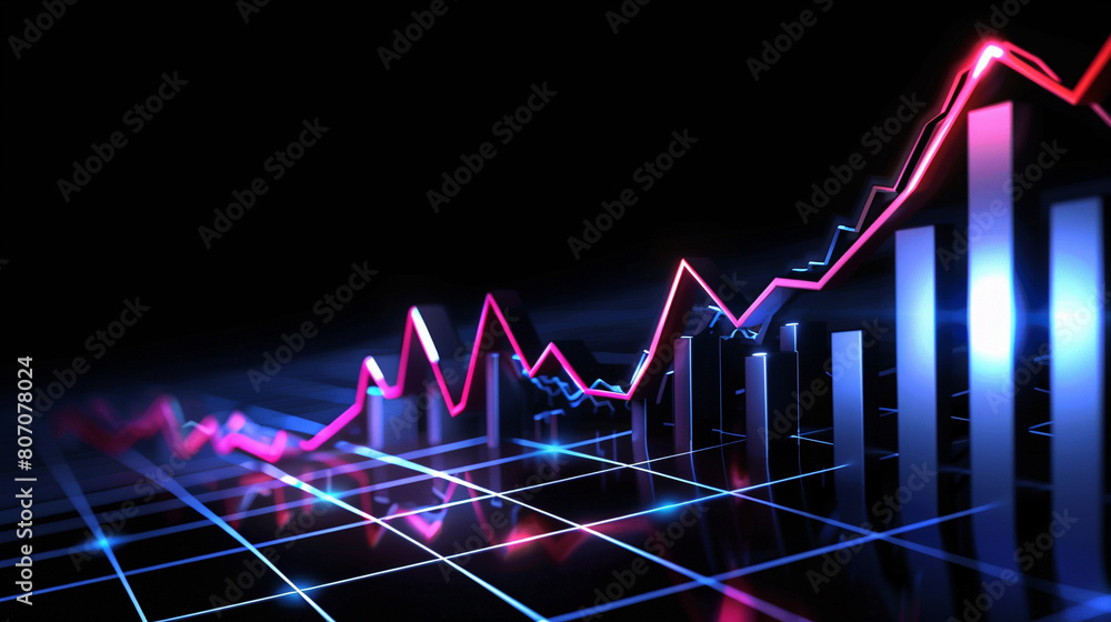 A dynamic chart displaying a continuous rise in stock values, A dynamic chart displaying a continuous rise in stock values,