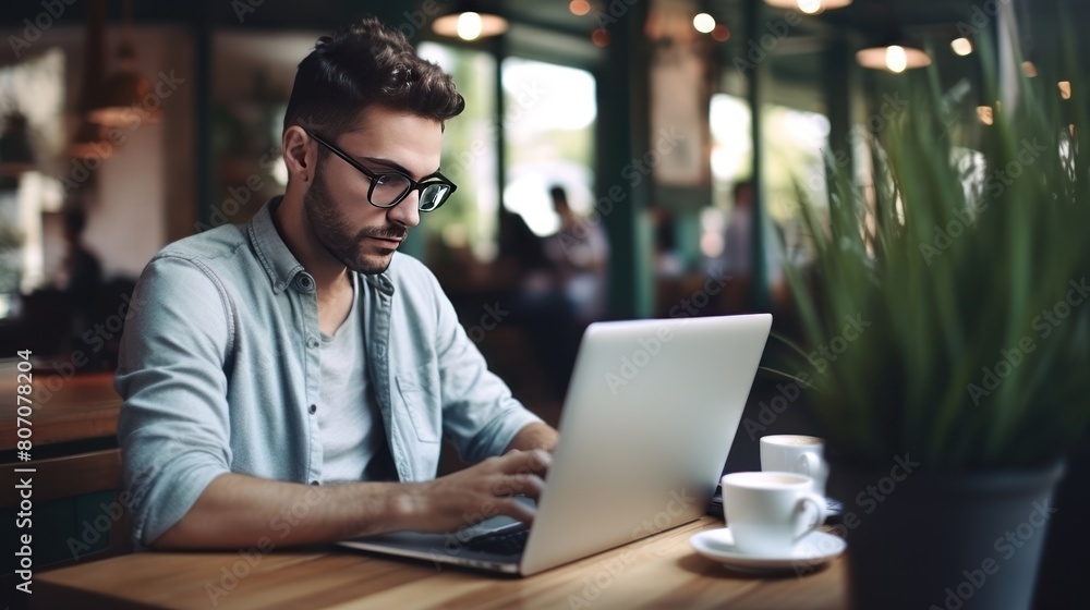 A cool hipster student sitting in a coffee shop, A cool hipster student sitting in a coffee shop,