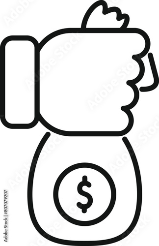 Take money bag collateral icon outline vector. Investment capital. Owner debt