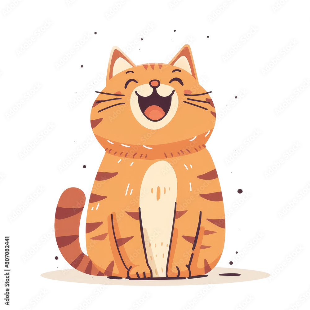 Cartoon cat sitting happily with eyes closed, perfect for childrens books, pet products, greeting cards, and social media posts. Cartoon cat sitting happily with eyes closed, perfect for childrens books, pet products, greeting cards, and social media posts.