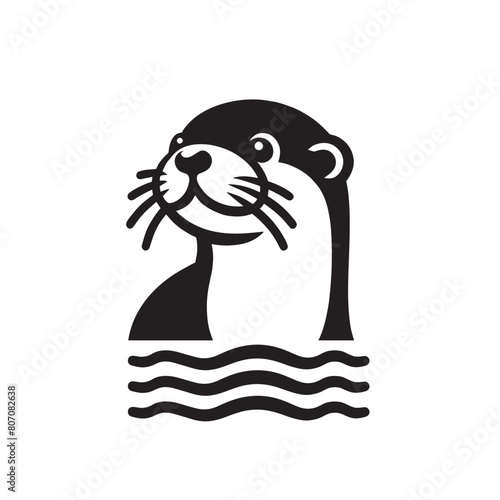 Cute otter. Modern logo, emblem, icon. simple isolated vector illustration, png.
Black and white