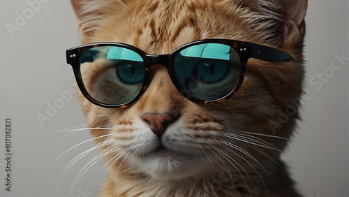 portrait of a cat Cool Cat with Glasses