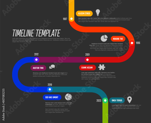 Thick line dark Infogrpahic graph timeline diagram template