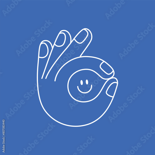 Vector line simple illustrations, hands and gesture in outline style, sticker gesture, print and poster design.
