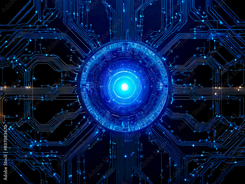 Advanced Technology Concept Visualization. Macro Shot of a Central Processing Unit on a Motherboard Illuminated. Technological background Advanced Technology Concept Visualization. Macro Shot of a Central Processing Unit on a Motherboard Illuminated. Technological background