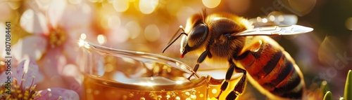A gentle bee morphing into a honey pot, sweetening tea times with its golden, sticky treasure photo