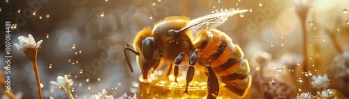 A gentle bee morphing into a honey pot, sweetening tea times with its golden, sticky treasure photo