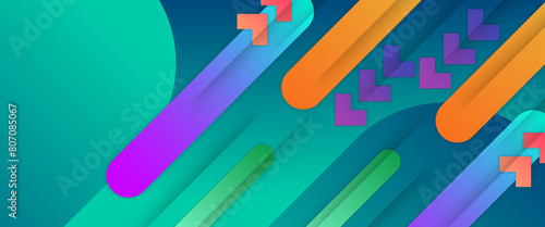 Colorful vector abstract simple gradient banner with geometric shapes. For business banner, formal backdrop, prestigious voucher, luxe invite, wallpaper and background