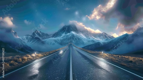 Infinite symbol loop of a mountain road, seamless and hypnotic for continuous digital loops or screensavers photo