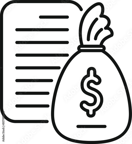 Money bag support icon outline vector. Credit loan. Banking finance
