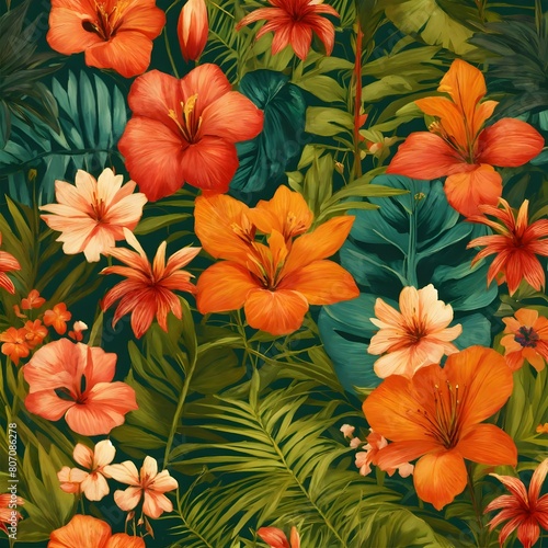 background pattern featuring orange flower petals