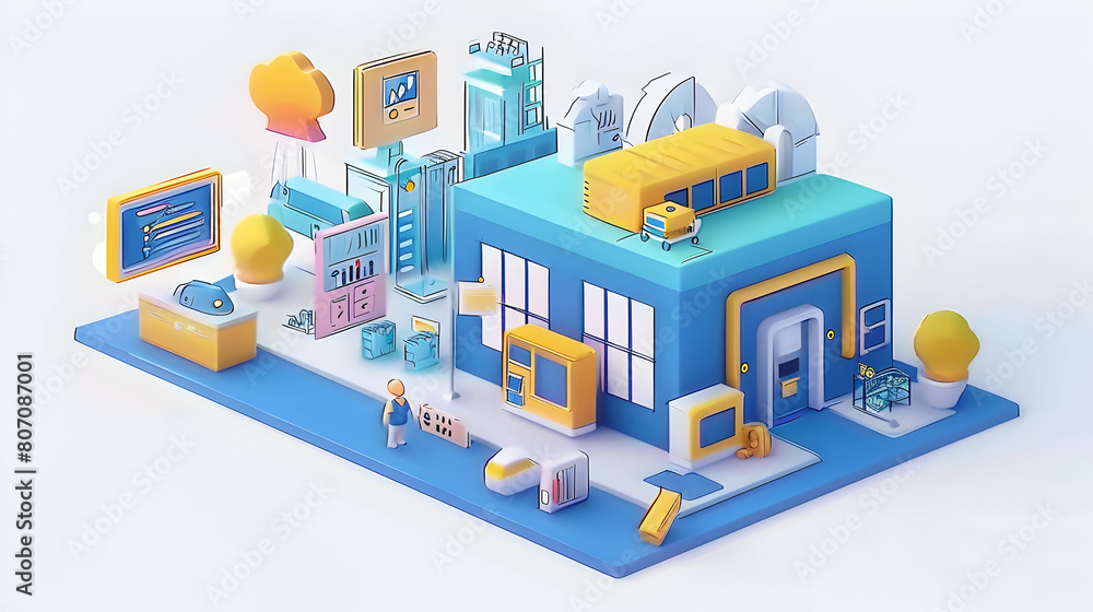 3D Flat Icon Illustrating AI for Project Management Concept, Showing Project Managers Utilizing AI to Plan and Monitor Projects in Isometric Scene 3D Flat Icon Illustrating AI for Project Management Concept, Showing Project Managers Utilizing AI to Plan and Monitor Projects in Isometric Scene