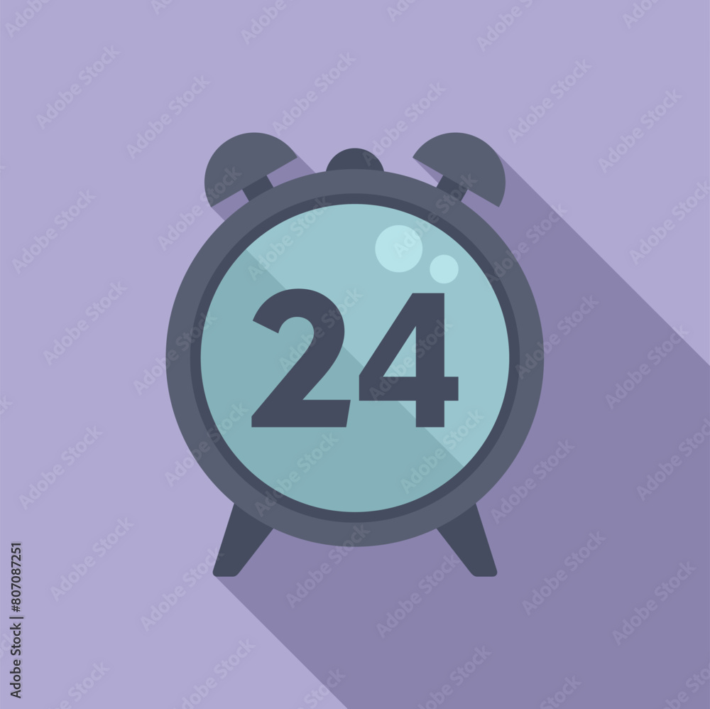 Duration of alarm clock icon flat vector. Deadline time. Research online Duration of alarm clock icon flat vector. Deadline time. Research online