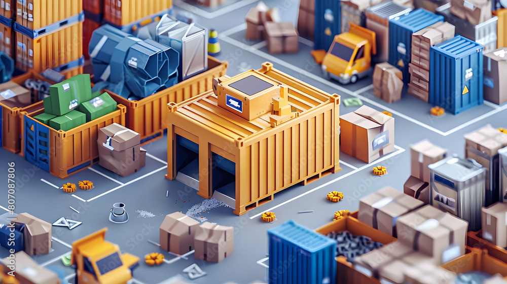 Automated AI Recycling Sorting Systems 3D Flat Icon Concept Showing Efficient Material Recovery and Reduced Contamination in Isometric Scene Automated AI Recycling Sorting Systems 3D Flat Icon Concept Showing Efficient Material Recovery and Reduced Contamination in Isometric Scene