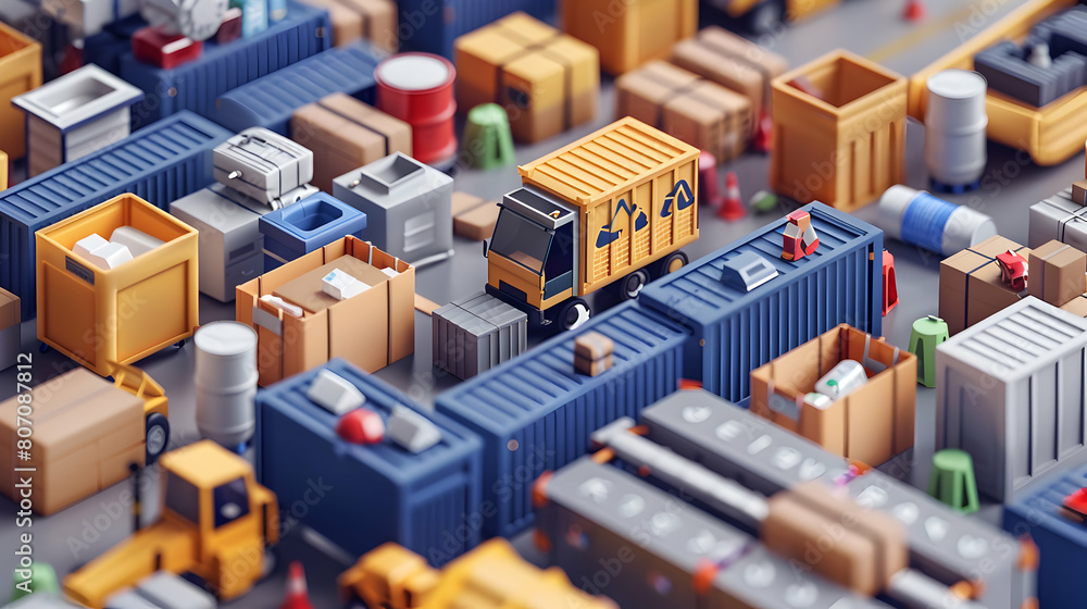 Efficient 3D Flat Icon Illustrating Automated AI Recycling Sorting Systems Ensuring Maximum Material Recovery Efficient 3D Flat Icon Illustrating Automated AI Recycling Sorting Systems Ensuring Maximum Material Recovery