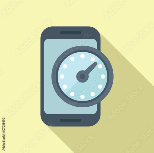 Smartphone timekeeper icon flat vector. Concept design. Loan fixed time