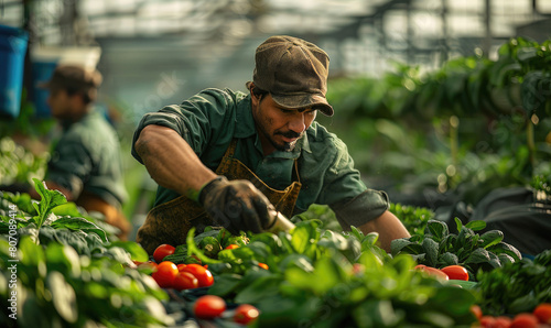 A chef harvesting fresh veg...