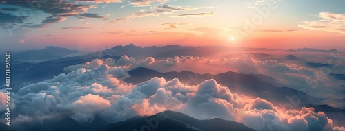 panoramic view of mountains at sunrise, rocky peaks, sharp rocks, mountain photo