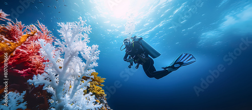 Wallpaper Mural Beautiful colorful coral reef in tropical sea.nature environmental background.Coral bleaching with climate change concepts.summer and travel activity Torontodigital.ca