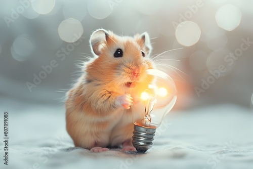 Hamster with Brilliant Idea Surreal of Creative Rodent photo