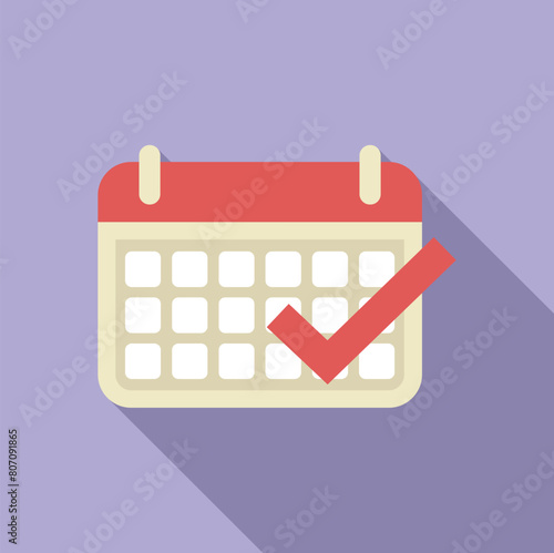 Approved calendar event icon flat vector. Meeting timeframe. Agenda arrow