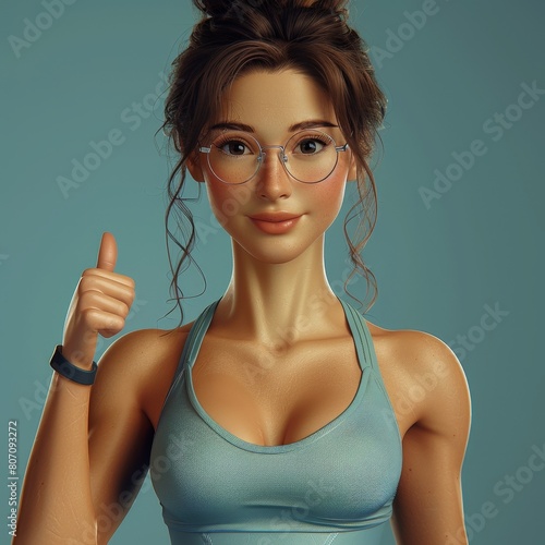 Happy woman in fitness clot...
