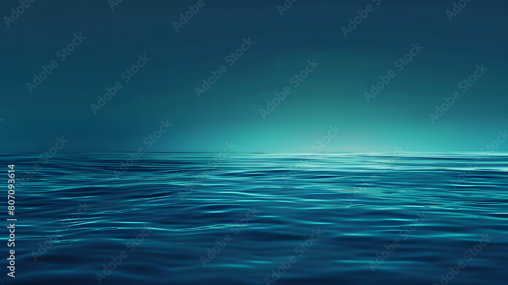 A blue ocean with a horizon in the background