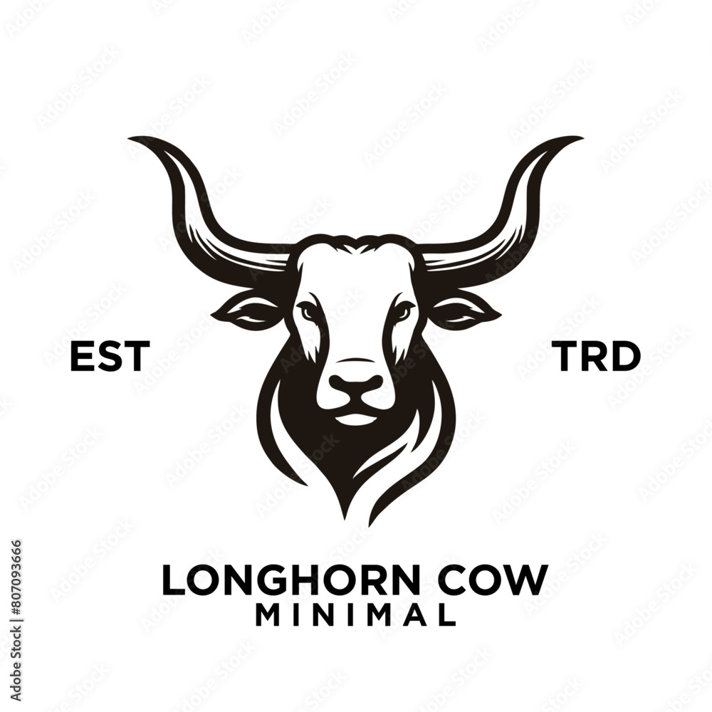 Longhorn cow simple flat logo icon design