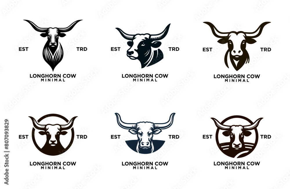 Longhorn cow simple flat logo icon design Longhorn cow simple flat logo icon design