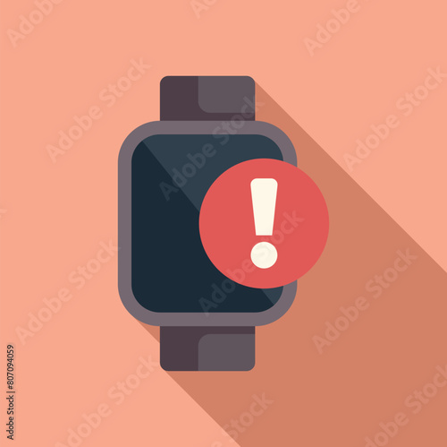 Expired duration of smartwatch icon flat vector. Event deadline. Agenda schedule